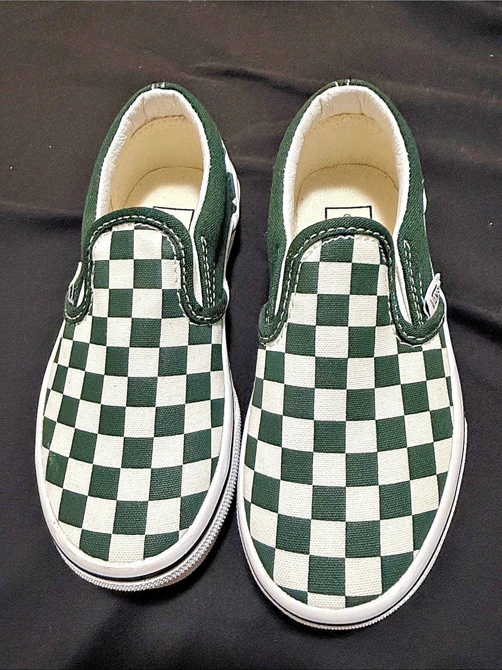 Vans Classic Slip-On Checkerboard Sneakers in Green & White New
